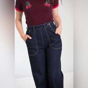 Hell Bunny Weston High Waisted Jeans Trousers Pinup 40s 50s